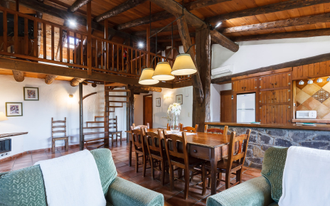 There is an upper floor accessed from this area